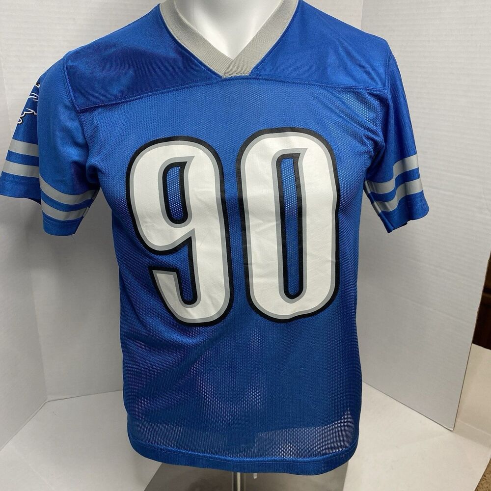 Reebok Detroit Lions Jersey Mens  Blue Ndamukong Suh Y2k Retro Throwback Read